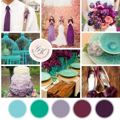 Countryside Purple & Turquoise Wedding Inspiration Board