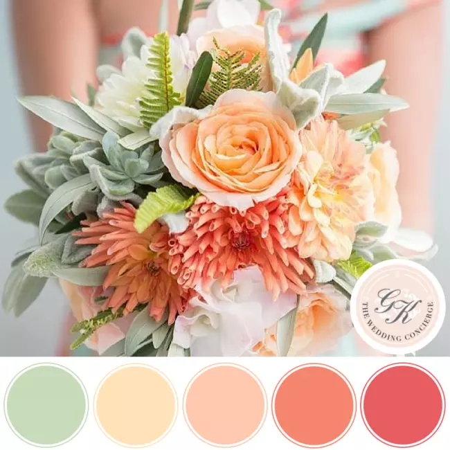 peach & mint spring bouquet